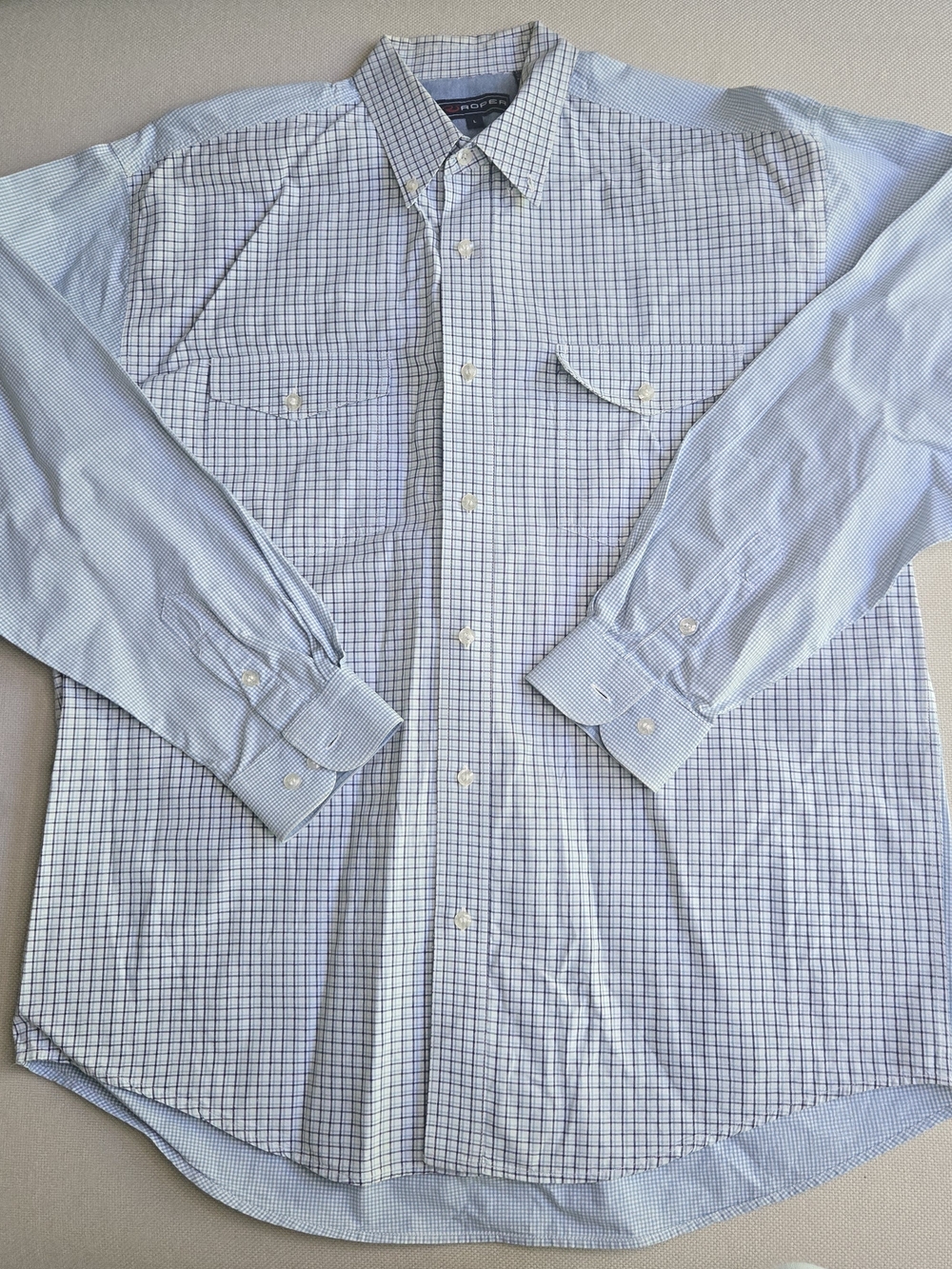 Roper Men's Large Long Sleeve Button Down Blue Plaid Shirt Rodeo Western Cowboy